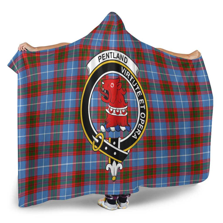 Scottish Pentland Clan Crest Tartan Hooded Blanket Tartan Blether 2