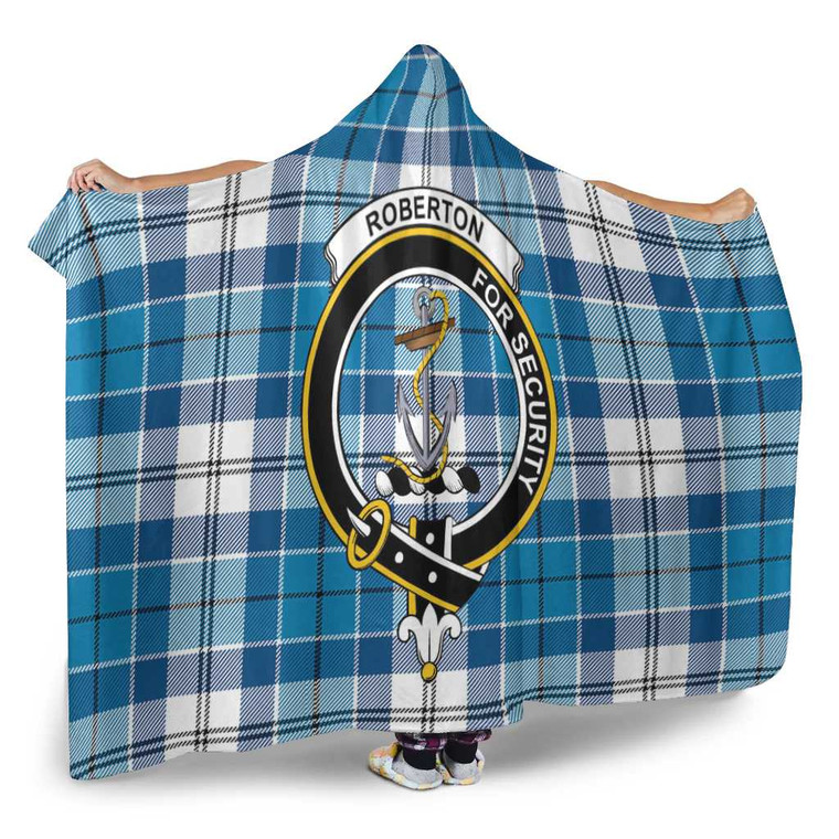 Scottish Roberton Clan Crest Tartan Hooded Blanket Tartan Blether 2