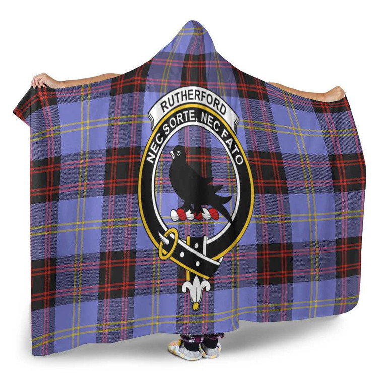 Scottish Rutherford Clan Crest Tartan Hooded Blanket Tartan Blether 2