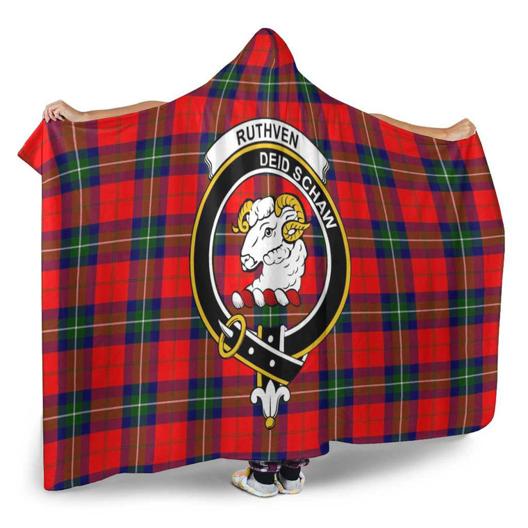 Scottish Ruthven Clan Crest Tartan Hooded Blanket Tartan Blether 2
