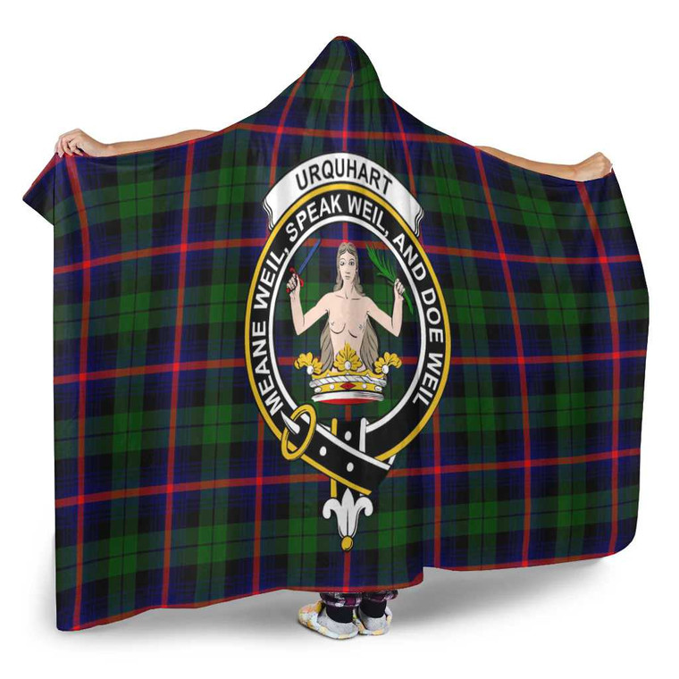 Scottish Urquhart Clan Crest Tartan Hooded Blanket Tartan Blether 2
