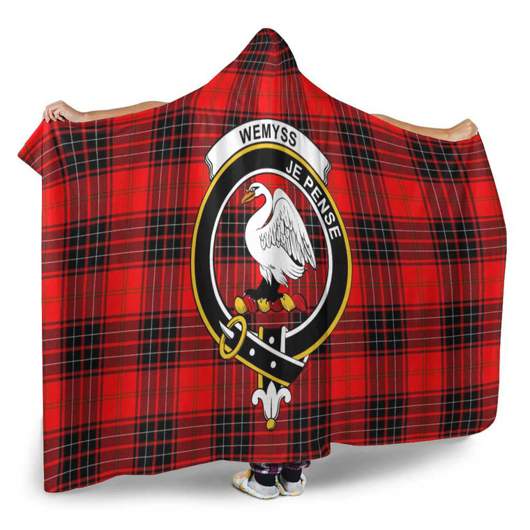 Scottish Wemyss Clan Crest Tartan Hooded Blanket Tartan Blether 2