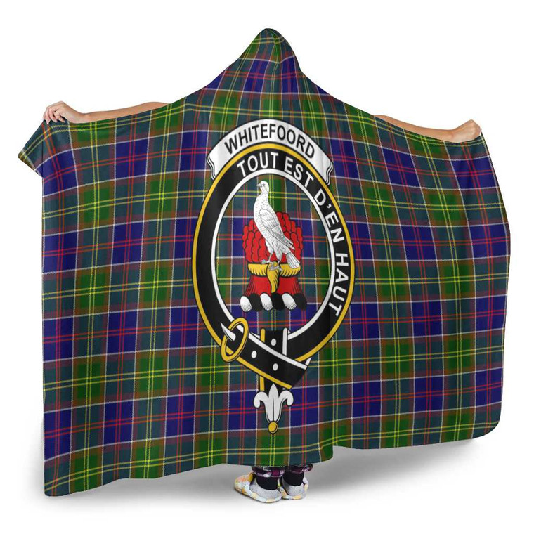 Scottish Whiteford Clan Crest Tartan Hooded Blanket Tartan Blether 2