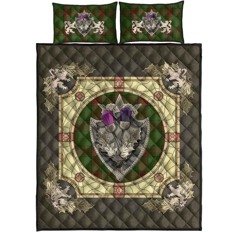 Scottish Maxwell Hunting Clan Tartan Quilt Bed Set - Crystal Thistle Shield Tartan Blether 1