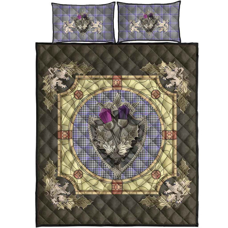 Scottish Sir Walter Scott Clan Tartan Quilt Bed Set - Crystal Thistle Shield Tartan Blether 1