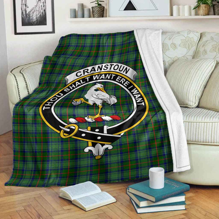 Scottish Cranstoun Clan Crest Tartan Blanket Tartan Blether 2