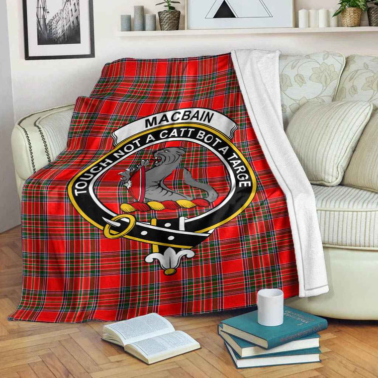 Scottish MacBain Clan Crest Tartan Blanket Tartan Blether 2