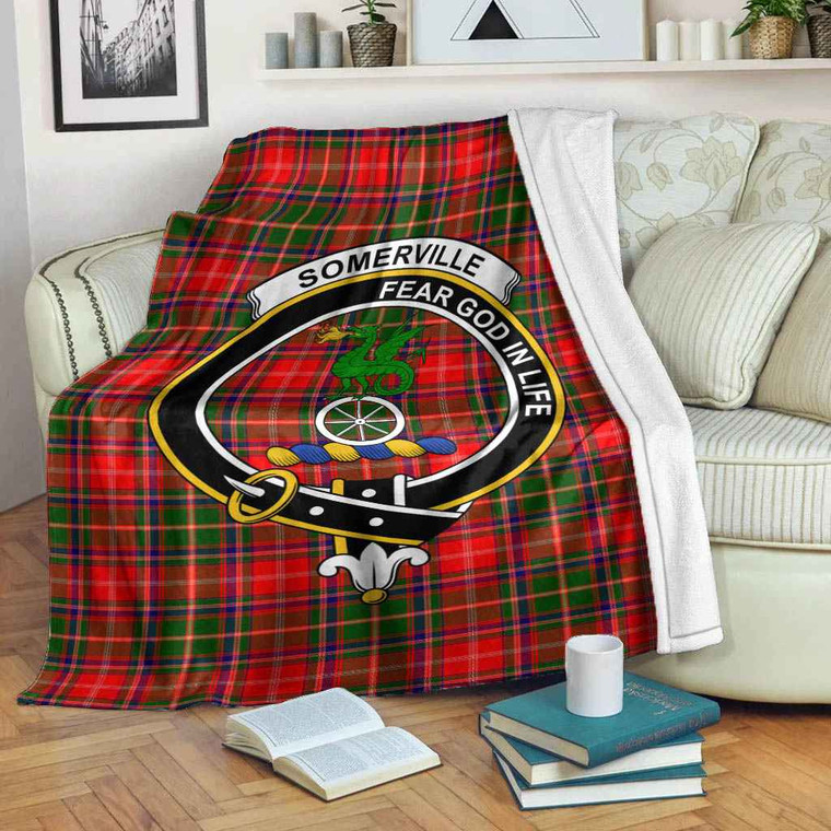 Scottish Somerville Clan Crest Tartan Blanket Tartan Blether 2