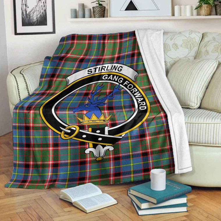 Scottish Stirling (of Cadder-Present Chief) Clan Crest Tartan Blanket Tartan Blether 2