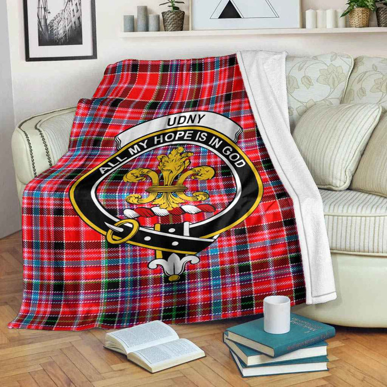 Scottish Udny Clan Crest Tartan Blanket Tartan Blether 2
