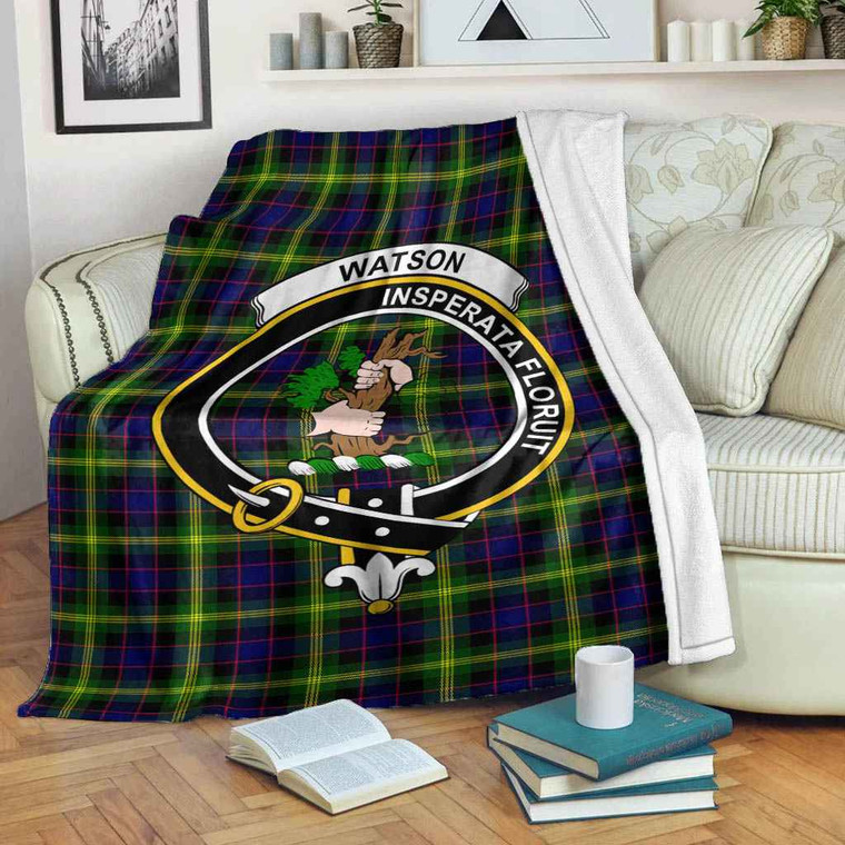 Scottish Watson Clan Crest Tartan Blanket Tartan Blether 2