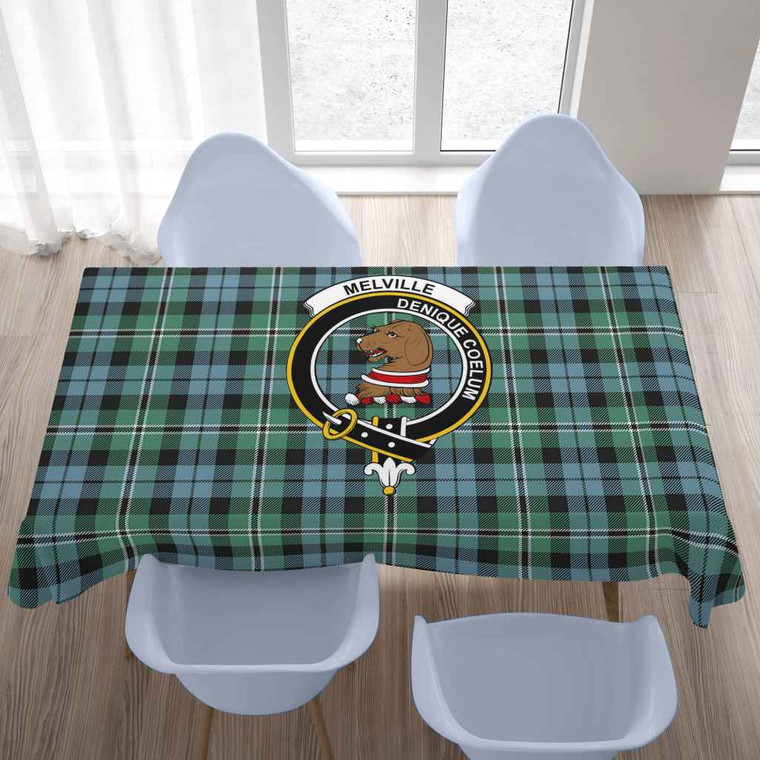 Scottish Melville Clan Crest Tartan Tablecloth Tartan Blether 2