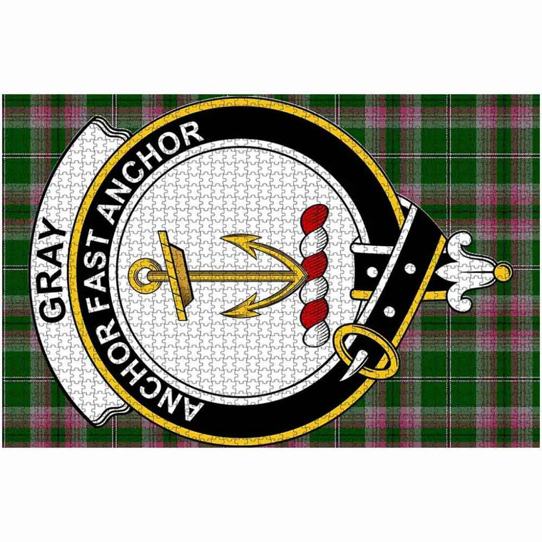 Scottish Gray Clan Crest Tartan Jigsaw Puzzle 2