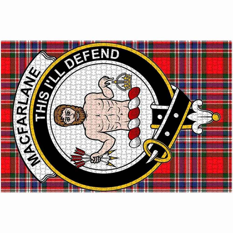 Scottish MacFarlane Clan Crest Tartan Jigsaw Puzzle 2