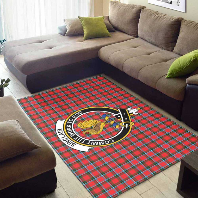 Scottish Sinclair Clan Crest Tartan Area Rug Tartan Blether 2