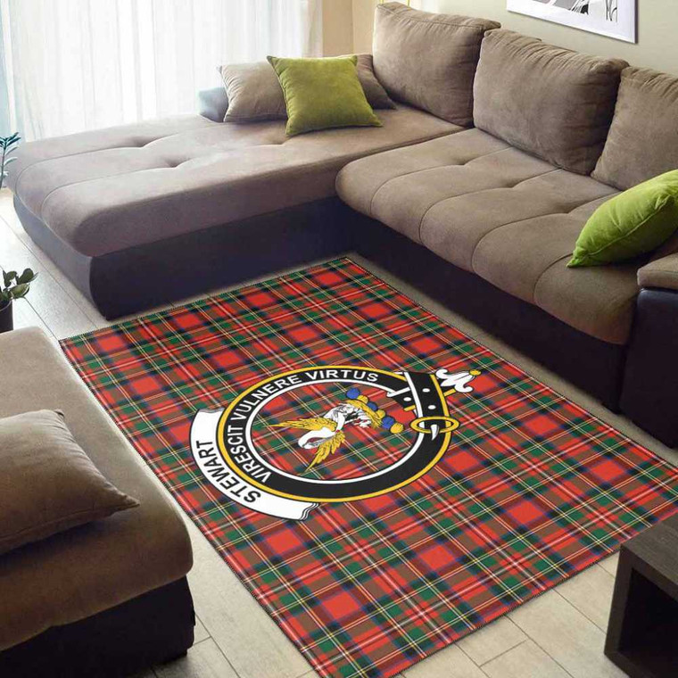 Scottish Stewart (High Stewards) Clan Crest Tartan Area Rug Tartan Blether 2