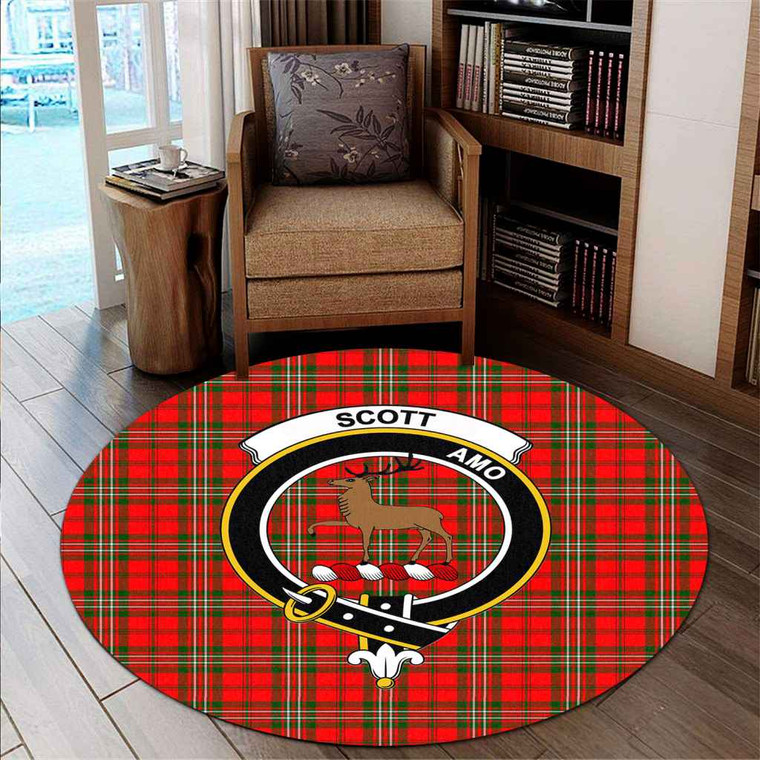 Scottish Scott Clan Crest Tartan Round Rug Tartan Blether 2