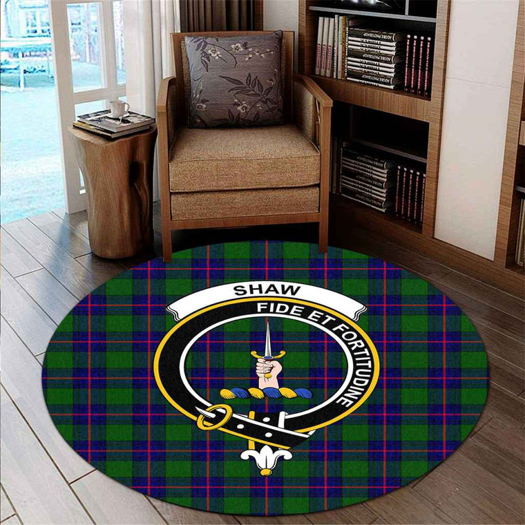 Scottish Shaw (of Tordarroch) Clan Crest Tartan Round Rug Tartan Blether 2