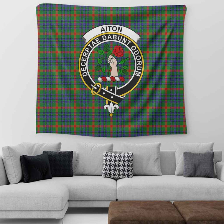 Scottish Aiton Clan Crest Tartan Tapestry Tartan Blether 2