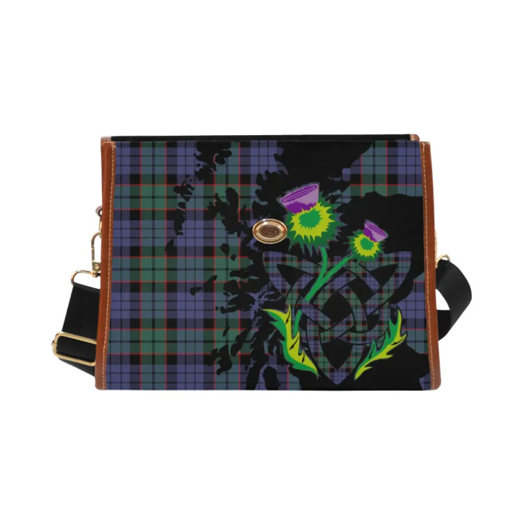Scottish Fletcher Modern Clan Tartan Waterproof Canvas Bag With Thistle Tartan Blether 2