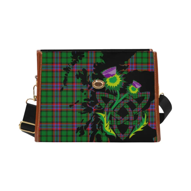 Scottish McGeachie Clan Tartan Waterproof Canvas Bag With Thistle Tartan Blether 2