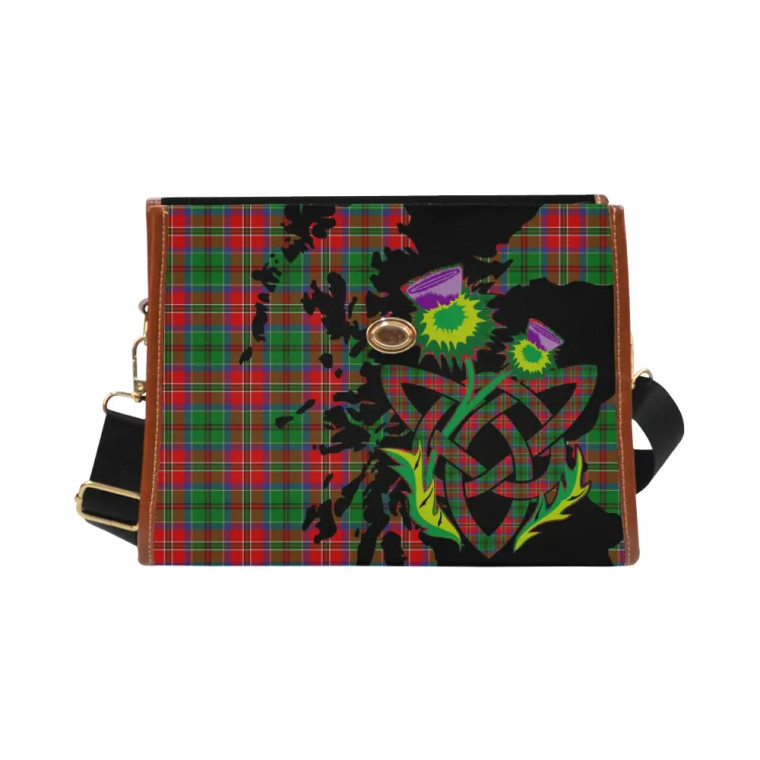 Scottish McCulloch Clan Tartan Waterproof Canvas Bag With Thistle Tartan Blether 2