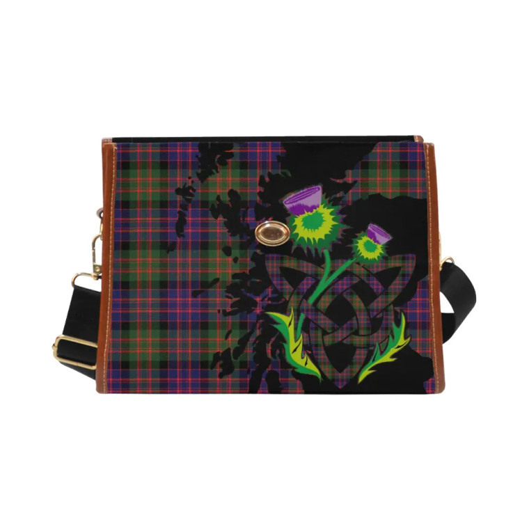 Scottish MacDonald Modern Clan Tartan Waterproof Canvas Bag With Thistle Tartan Blether 2
