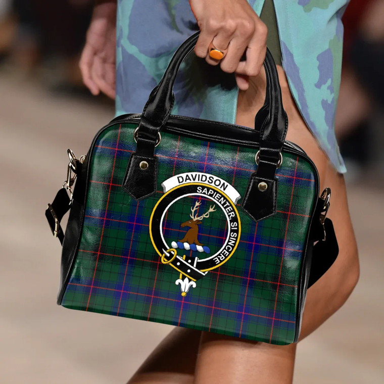 Scottish Davidson Modern Clan Crest Tartan Shoulder Handbag Tartan Blether 2