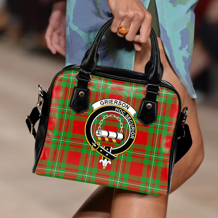 Scottish Grierson Clan Crest Tartan Shoulder Handbag Tartan Blether 2