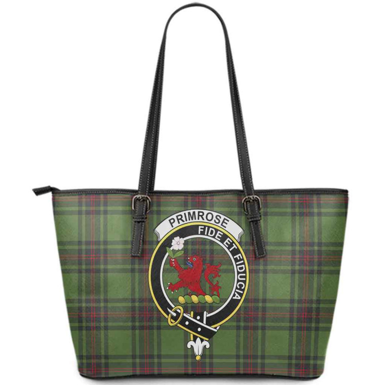 Scottish Primrose Clan Crest Tartan Leather Tote Tartan Blether