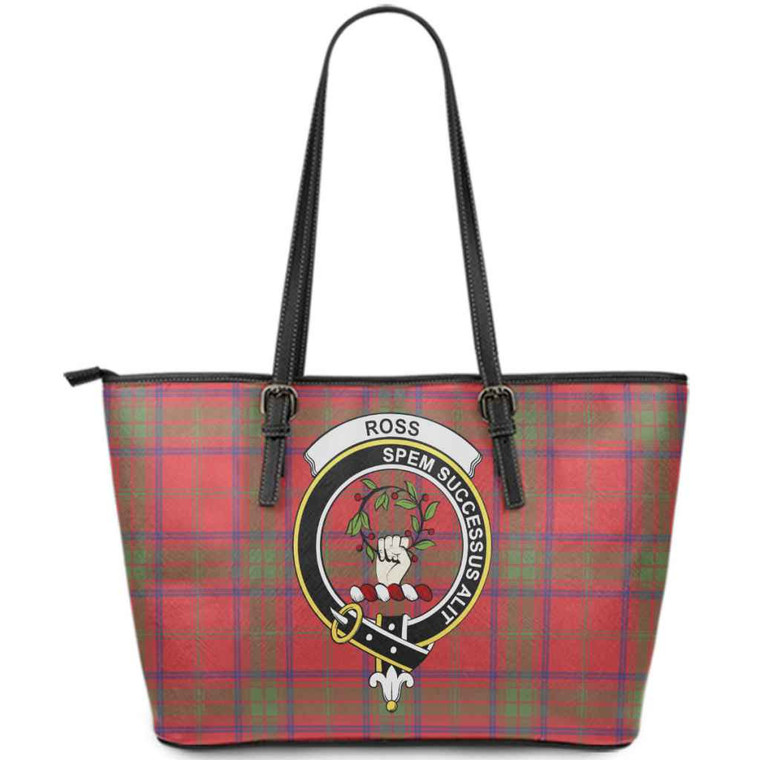 Scottish Ross Clan Crest Tartan Leather Tote Tartan Blether