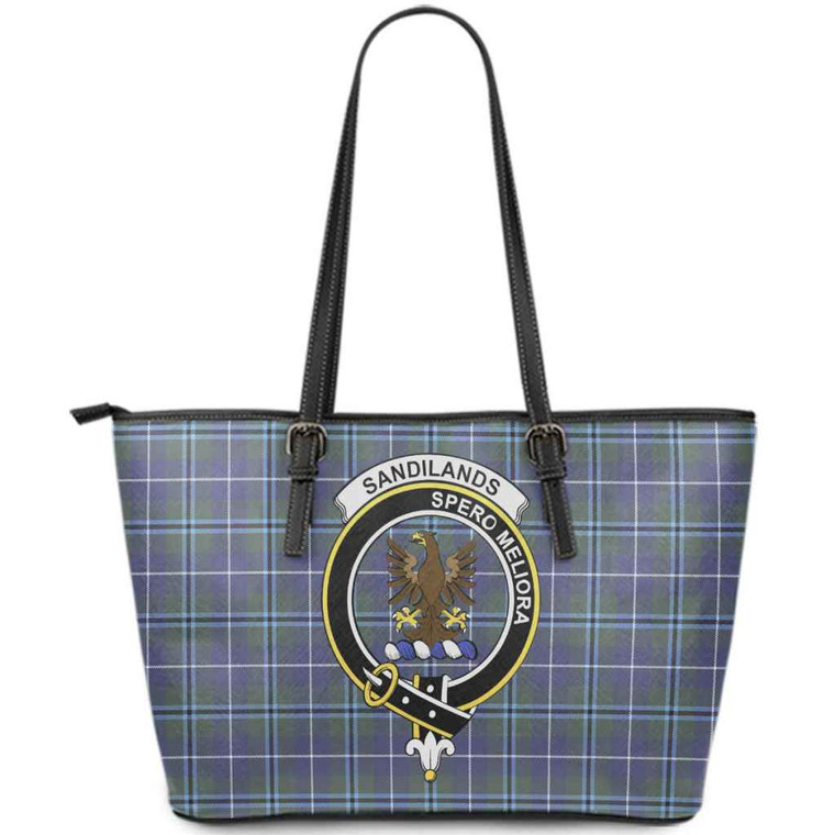 Scottish Sandilands Clan Crest Tartan Leather Tote Tartan Blether