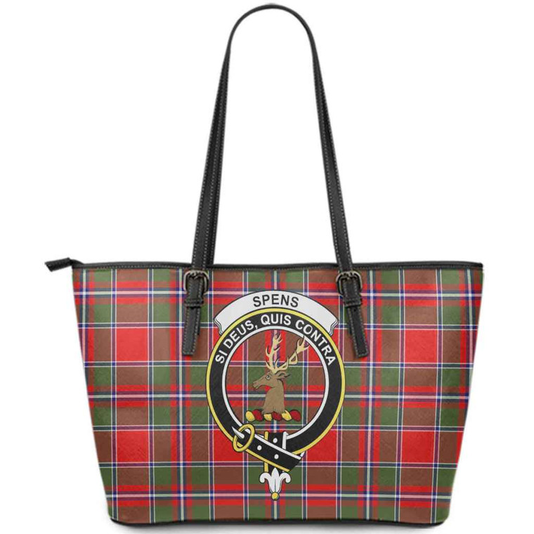 Scottish Spens (or Spence) Clan Crest Tartan Leather Tote Tartan Blether