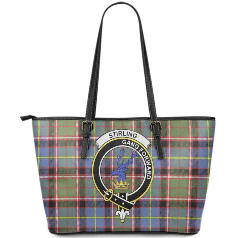 Scottish Stirling (of Cadder-Present Chief) Clan Crest Tartan Leather Tote Tartan Blether