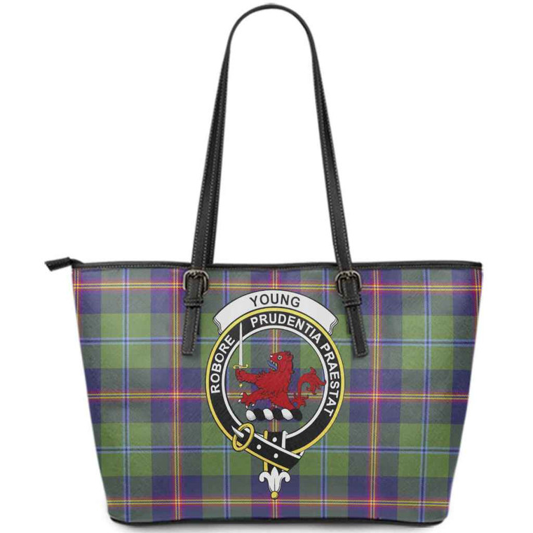 Scottish Young Clan Crest Tartan Leather Tote Tartan Blether