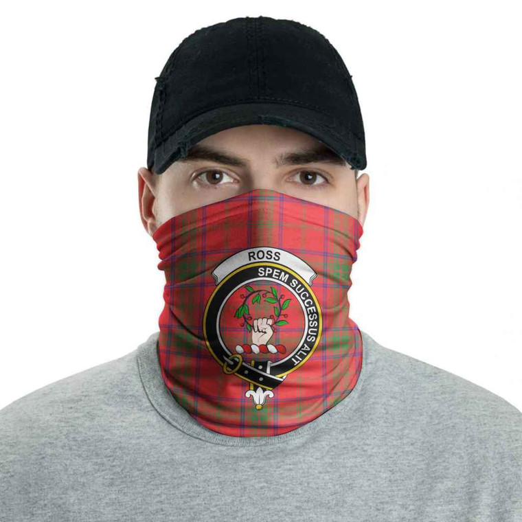 Scottish Ross Clan Crest Tartan Neck Gaiter Men Tartan Blether
