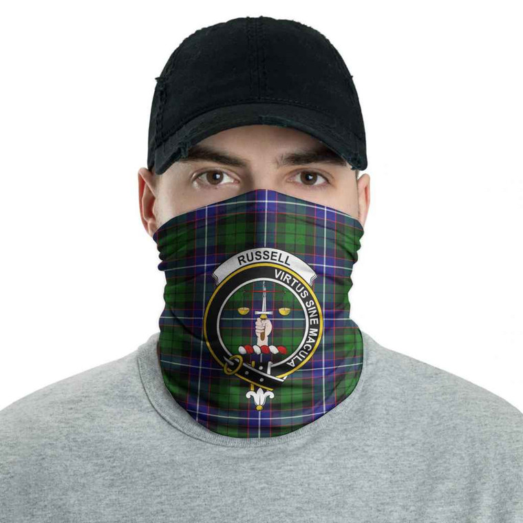 Scottish Russell Clan Crest Tartan Neck Gaiter Men Tartan Blether