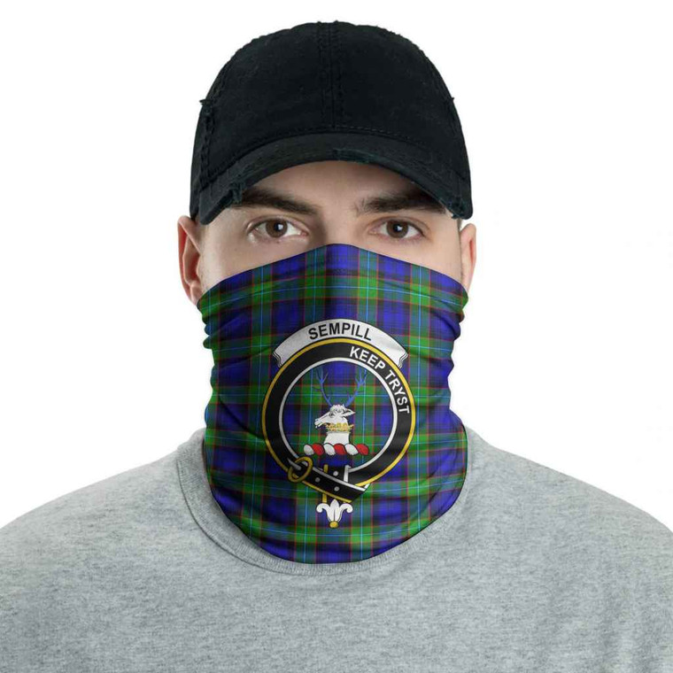Scottish Sempill Clan Crest Tartan Neck Gaiter Men Tartan Blether