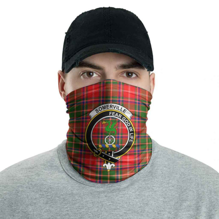 Scottish Somerville Clan Crest Tartan Neck Gaiter Men Tartan Blether
