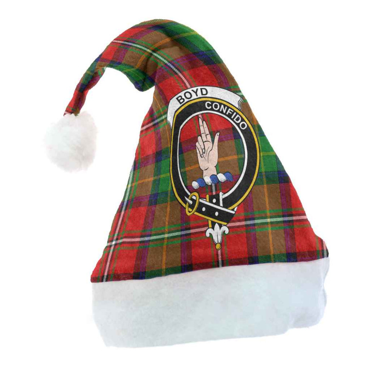 Scottish Boyd Clan Crest Tartan Christmas Hat Front Tartan Blether