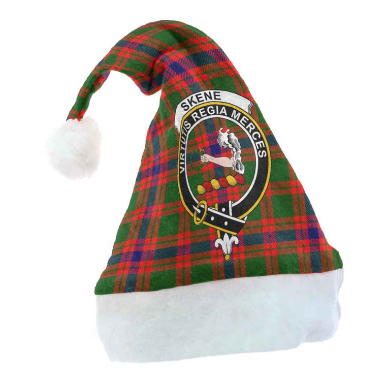 Scottish Skene Clan Crest Tartan Christmas Hat Front Tartan Blether