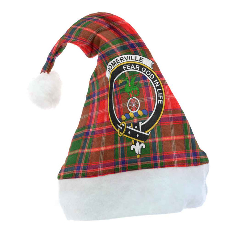 Scottish Somerville Clan Crest Tartan Christmas Hat Front Tartan Blether