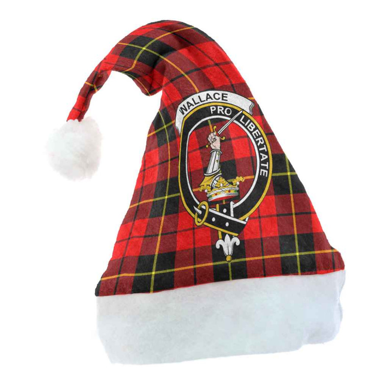 Scottish Wallace Clan Crest Tartan Christmas Hat Front Tartan Blether