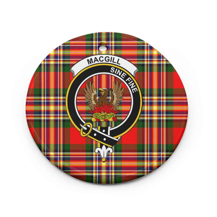 Scottish MacGill (Makgill) Clan Crest Tartan Ceramic Ornament Circle Shape Tartan Blether