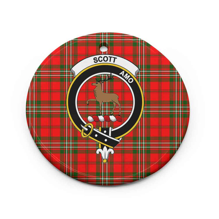 Scottish Scott Clan Crest Tartan Ceramic Ornament Circle Shape Tartan Blether