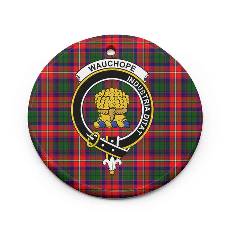 Scottish Wauchope (or Waugh) Clan Crest Tartan Ceramic Ornament Circle Shape Tartan Blether