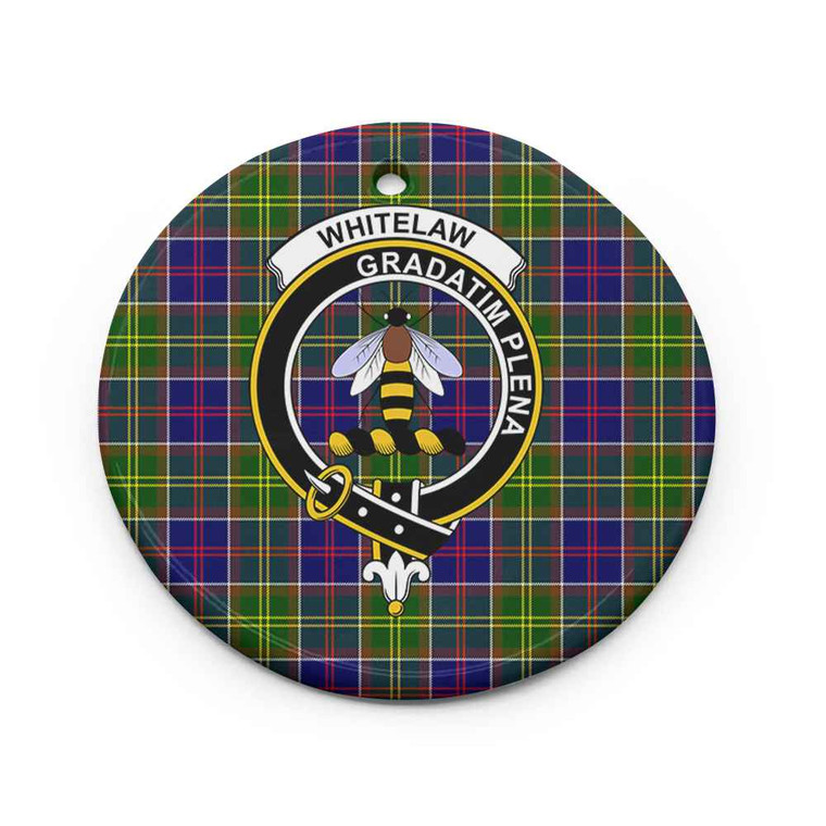 Scottish Whitelaw Clan Crest Tartan Ceramic Ornament Circle Shape Tartan Blether