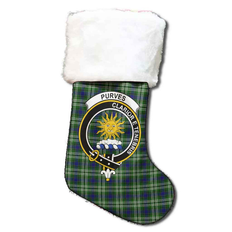 Scottish Purves Clan Crest Tartan Christmas Stocking Tartan Blether 1