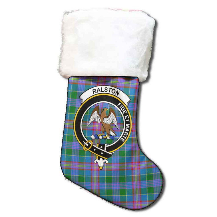 Scottish Ralston Clan Crest Tartan Christmas Stocking Tartan Blether 1