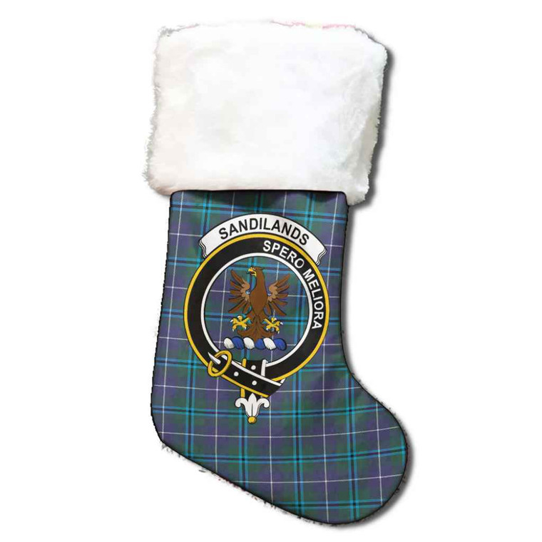 Scottish Sandilands Clan Crest Tartan Christmas Stocking Tartan Blether 1